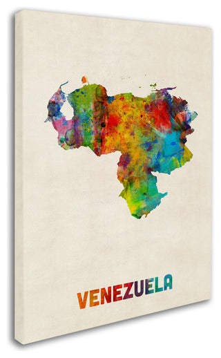 'Venezuela Watercolor Map' Canvas Art by Michael Tompsett