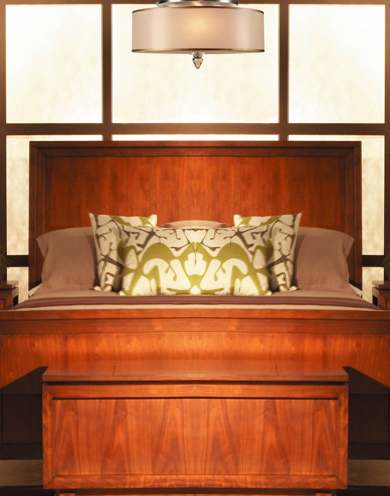 Luxo 3 Light Drum Shade Brass Flush Mount
