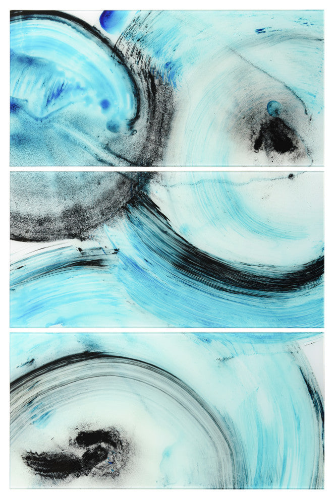 "Ripple Effect " Frameless Free Floating Tempered Glass Graphic Wall Art Set