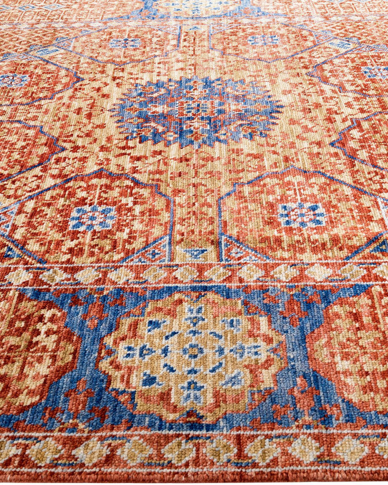 Modern One-of-a-Kind Handmade Area Rug Rust, 8' 1" x 10' 3"