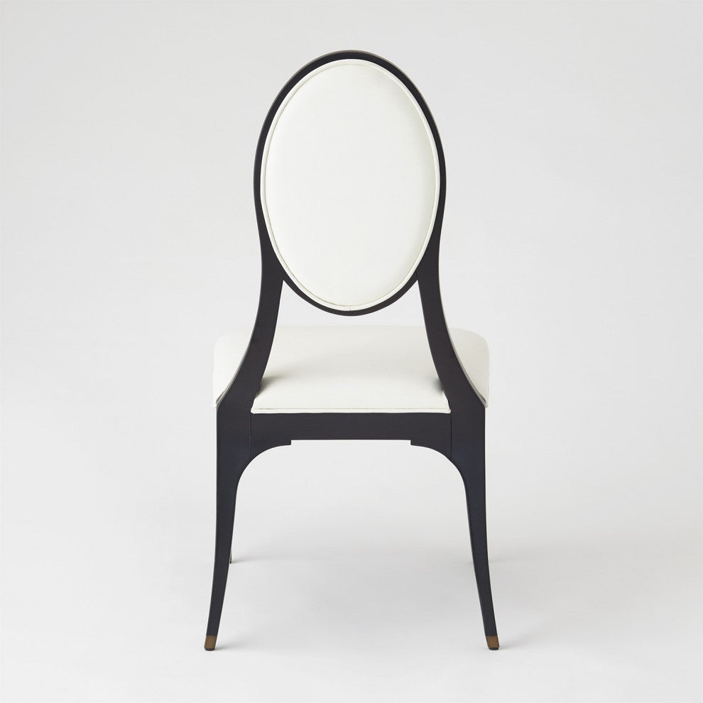 Hollywood Glam Black White Dining Chair Armless Oval Art Deco Vintage Style