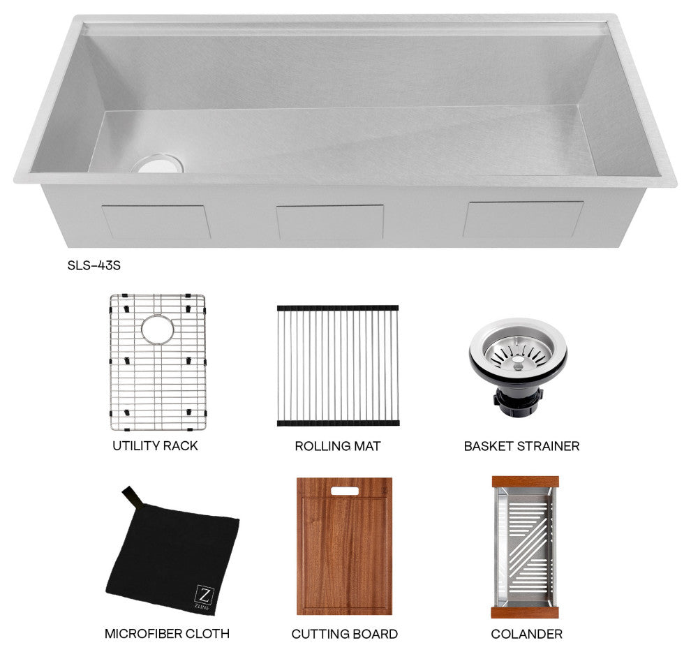 ZLINE 43 In. Under Mount Sink, DuraSnow Stainless Steel, SLS-43S