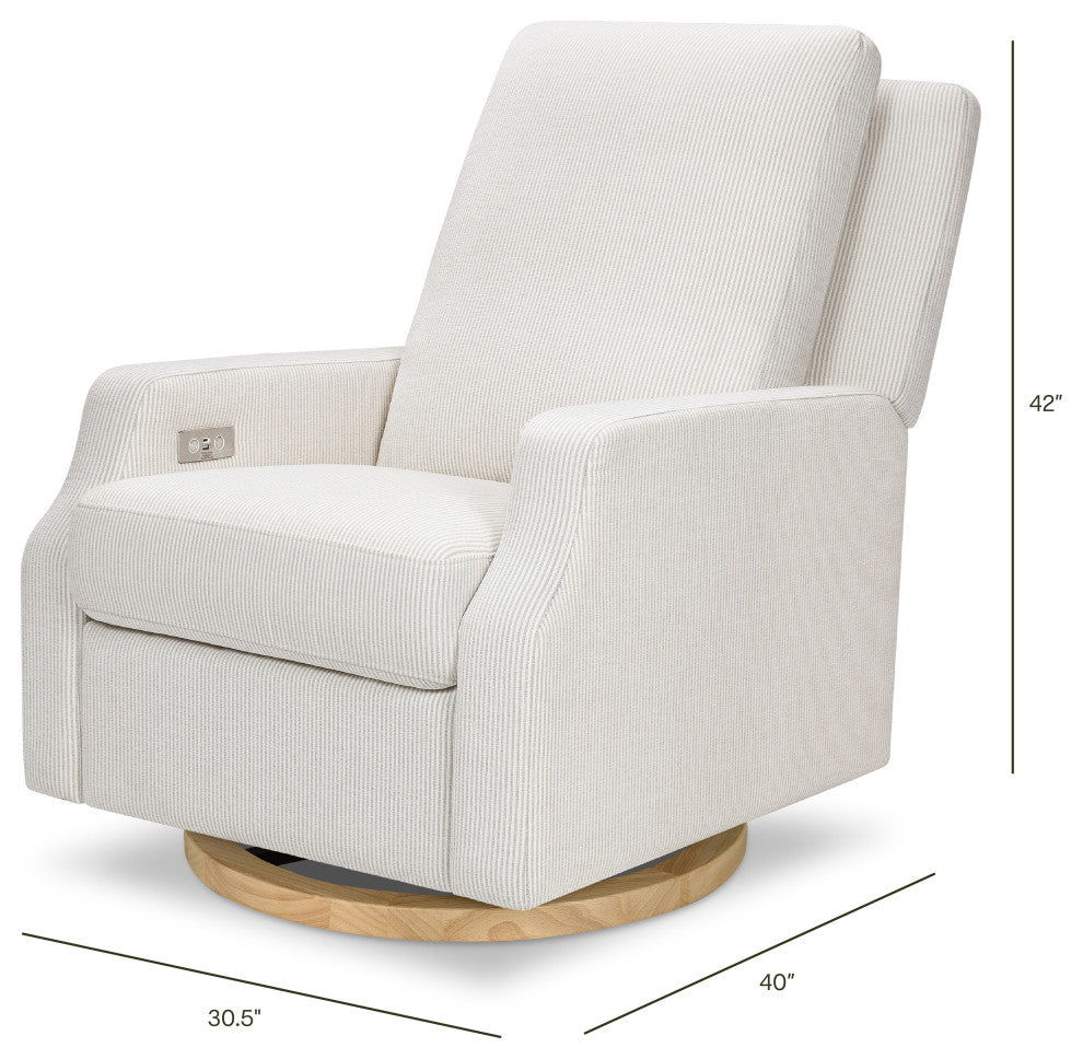 Crewe Electronic Recliner and Swivel Glider, Fog Chatham Stripe Performance Eco-Weave