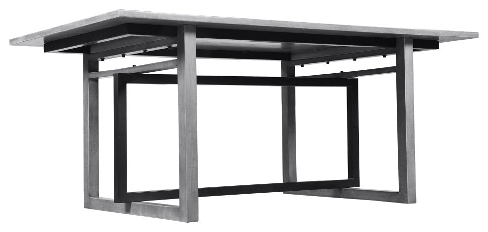 72" Dining Table Rectangular Mango Wood Top Metal Interlocked Base Brown Gray