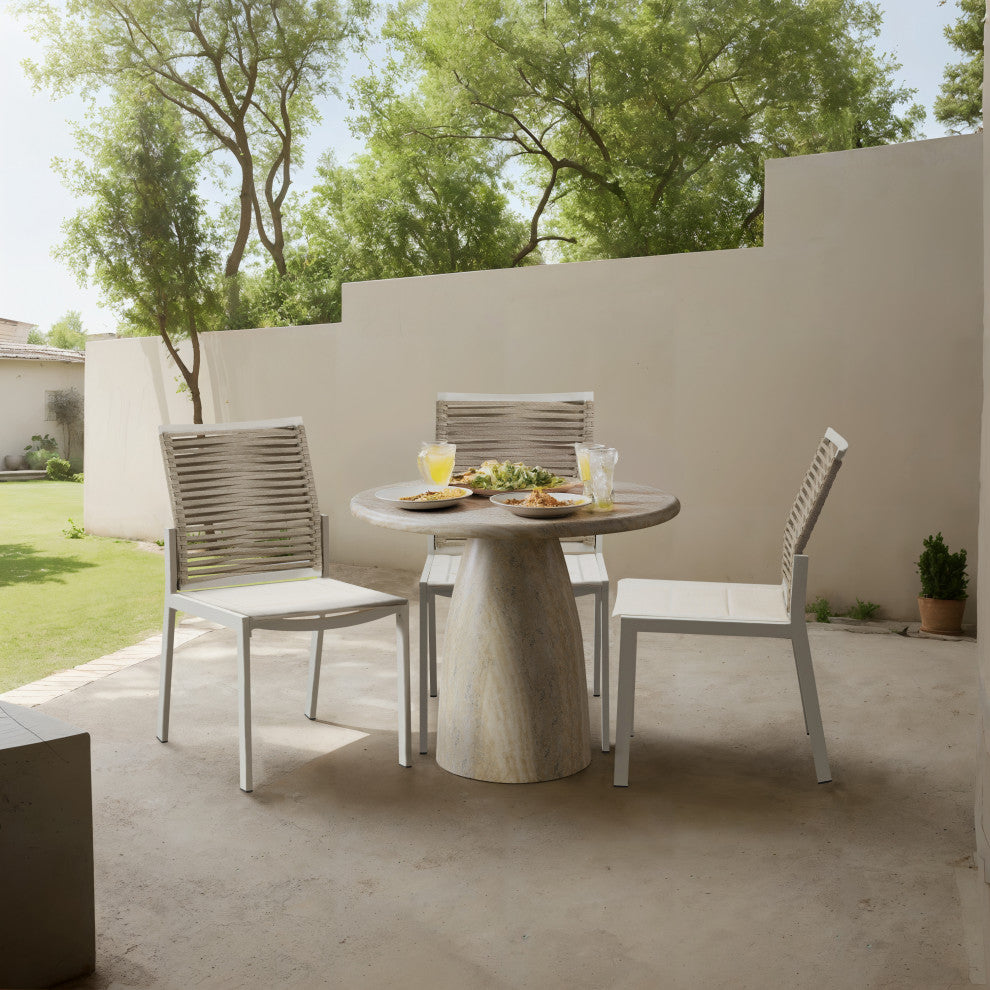 Cosenza Concrete Dining Table, Travertine, 36" W X 36" D X 30" H, Travertine Finish