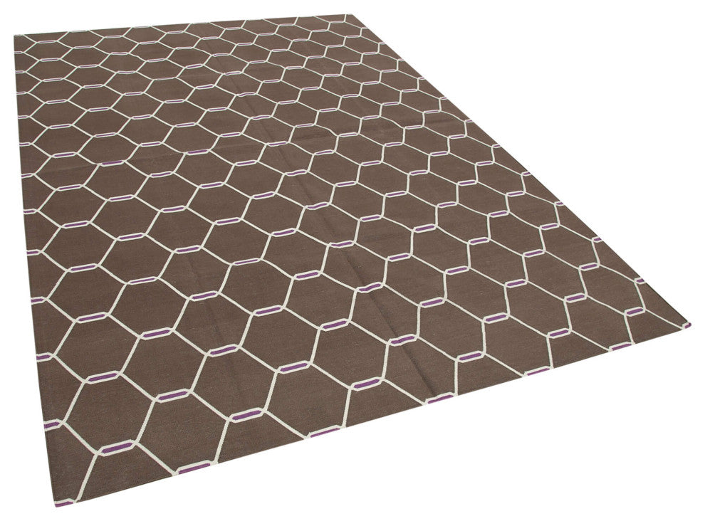 Rug N Carpet - Handmade Wool 6' 0'' x 8' 8'' Geometric Dhurrie Kilim Rug