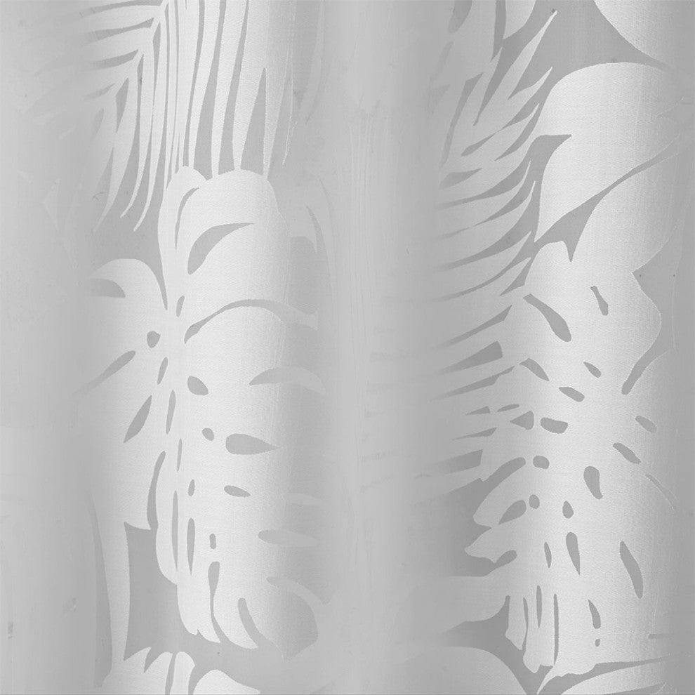 Madison Park Leilani Palm Leaf Burnout Window Sheer, White