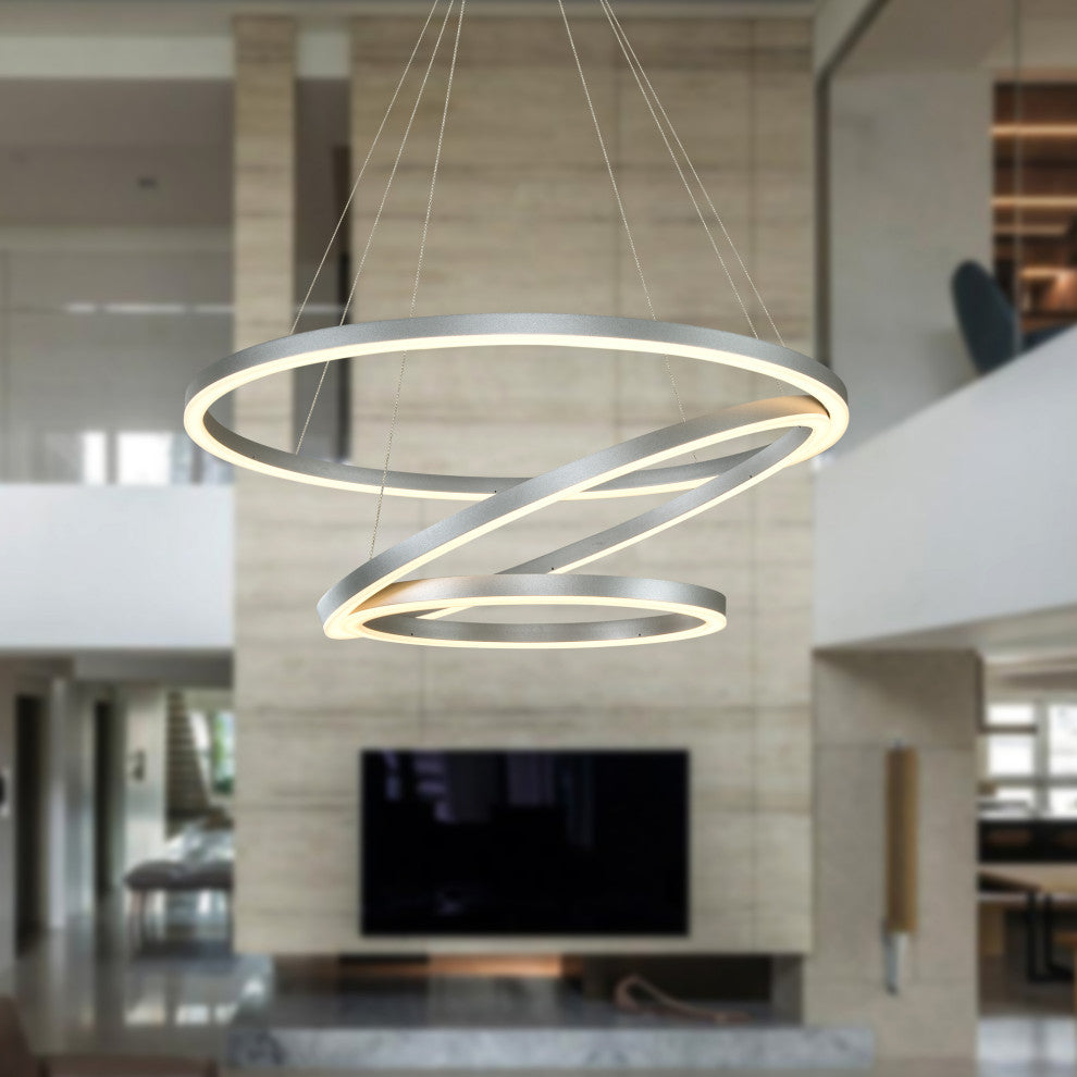 Tania Trio 32" Ring ETL Certified Circular LED Chandelier, Silver