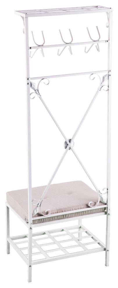 Kelbrook Hall Tree Bench With Storage, Distressed White