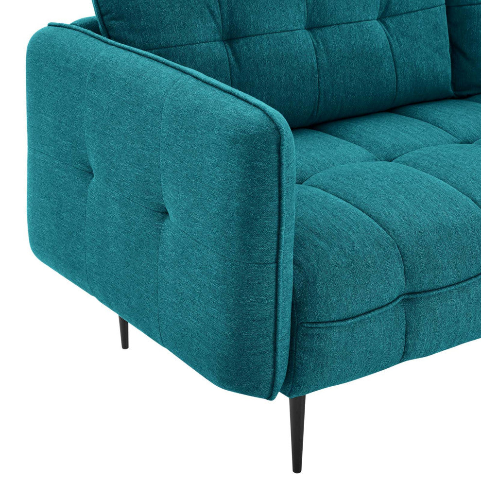 Cameron Tufted Fabric Sofa Teal