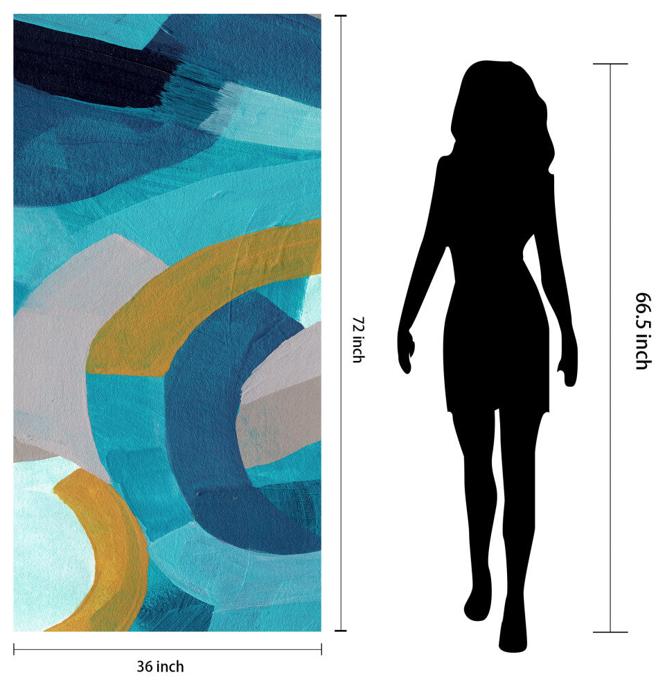 "Puzzle Blues B" Frameless Free Floating Panel Graphic Wall Art, 72"x36"