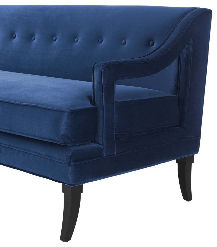 Armchair and Sofa Set, Set of 2, Velvet, Blue Navy, Modern, Lounge Hospitality