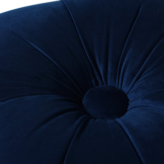 Ellen Tufted Bullion Trim Ottoman, Navy Blue & Gold