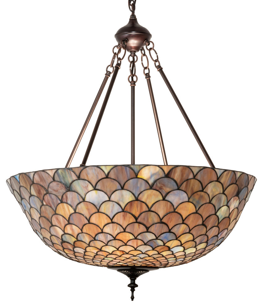 Meyda Lighting 230828 24" Wide Tiffany Fishscale Inverted Pendant