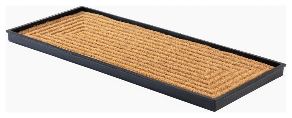 34.5"x14"x1.5" Rubber Boot Tray With Rectangle Embossed Coir Insert
