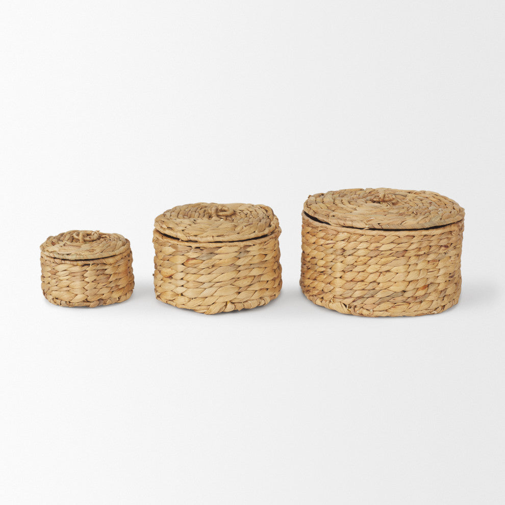 Kea Set of 3 Nesting Water Hyacinth Boxes With Lids