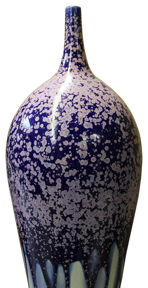Purple White Glazed Porcelain Contemporary Narrow Mouth Tall Vase