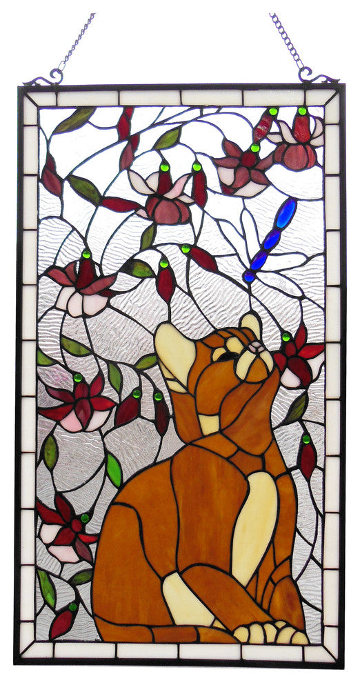 Miaou Tiffany-Glass Window Panel