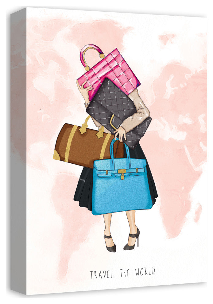 Travel The World Girl 12x18 Canvas Wall Art