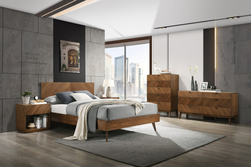 Nova Domus Kamela -Modern Walnut Bedroom Set, Eastern King