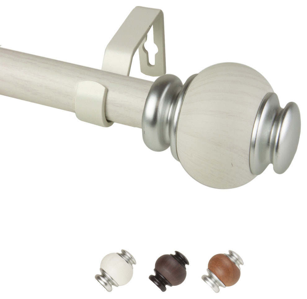 Alysia 1" Diameter Curtain Rod, Pearl White, 48-84"
