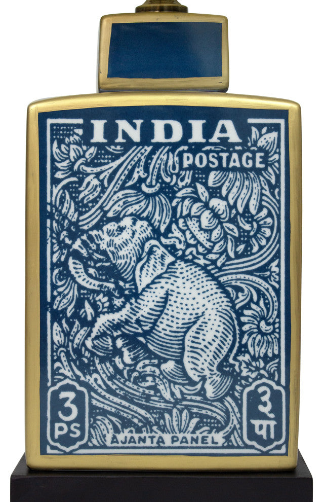 23" Blue Indian Elephant Table Lamp