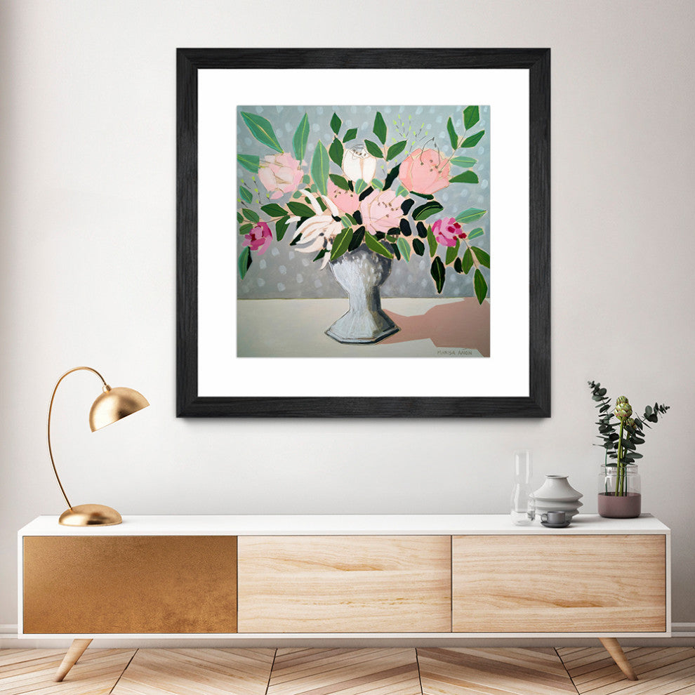 "Florals 1" Matted and Framed, 36"x36"