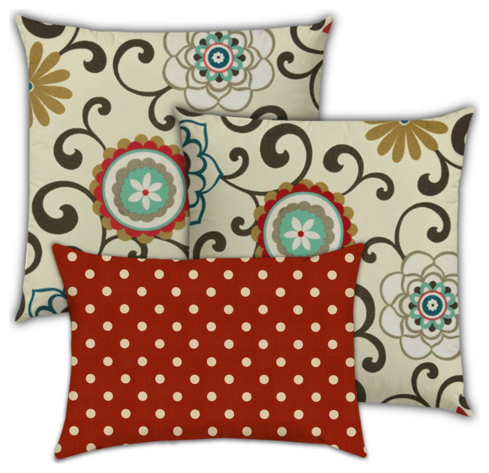3-Piece Set Cream Classic Indoor Outdoor Zippered Pillow Covers