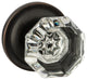 Classic Rosette, Crystal Style Door Knob, Passage Function, Oil Rubbed Bronze