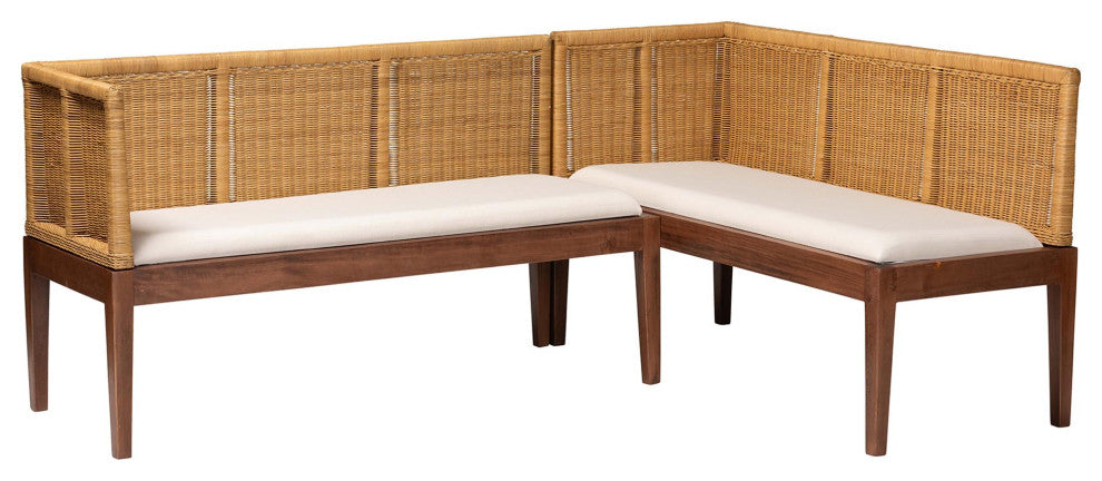 Paula Nautral Rattan 2-Piece Dining Nook Set