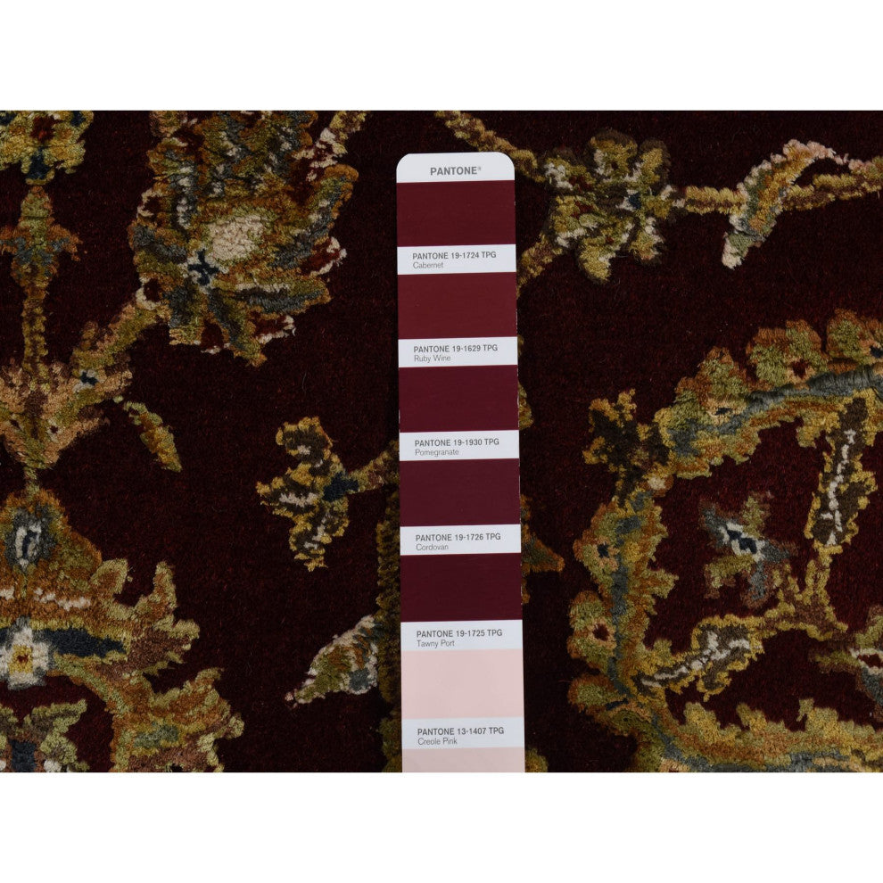 Red Rajasthan Design Half Wool and Half Silk Hand Knotted Rug 5'1" x 7'1"