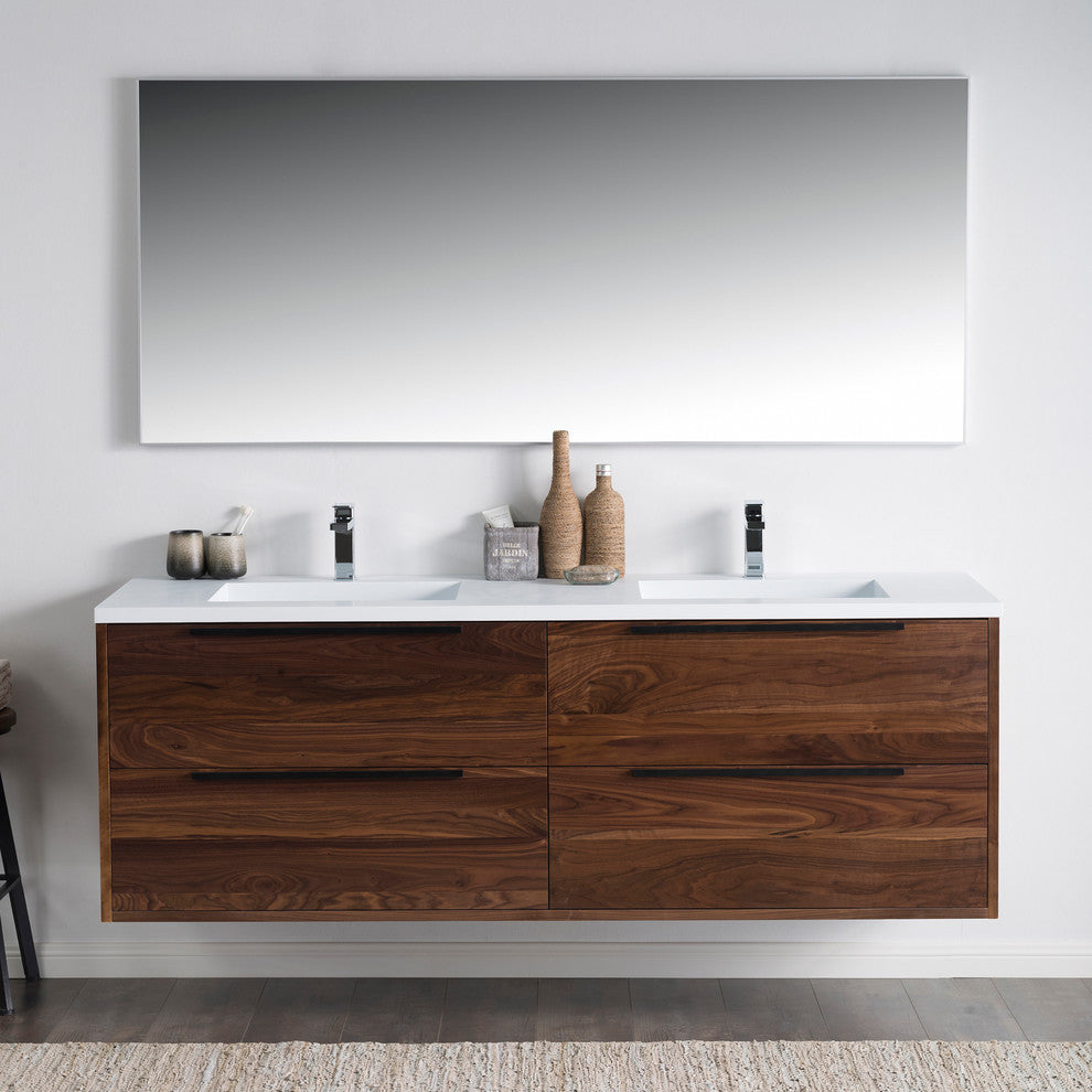 Vanity Alfred 72 Double Sink With Integrated Solid Surface Counter Top, American