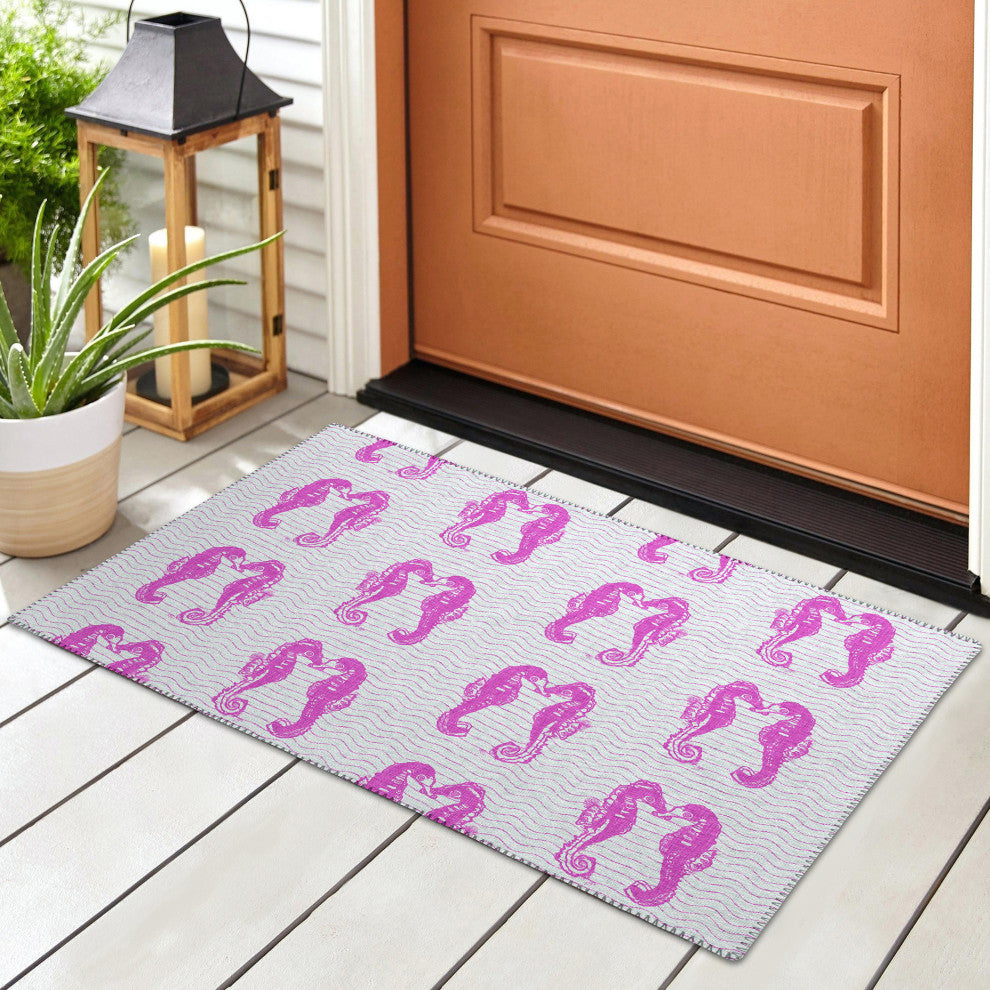 Indoor/Outdoor Seabreeze SZ15 Flamingo Machine Washable 1'8" x 2'6" Rug