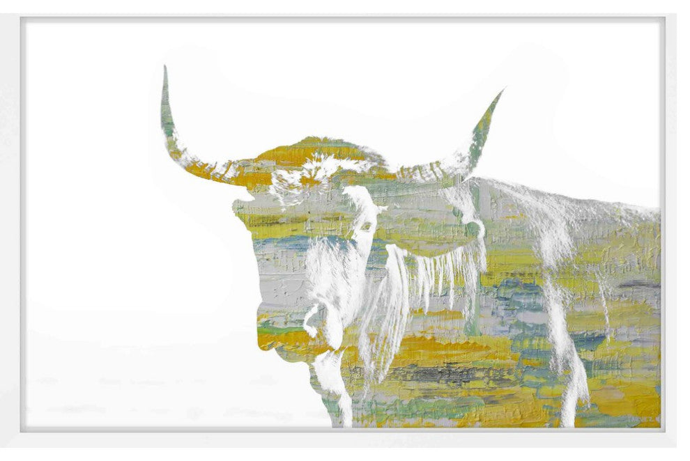Parvez Taj "Yellow Steer" Framed Painting Print, 24"x16"