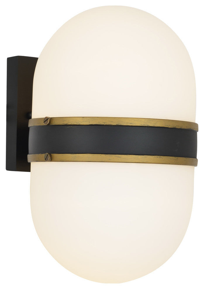 Brian Patrick Flynn - Capsule Outdoor 2 Light Matte Black/Gold Wall Mount
