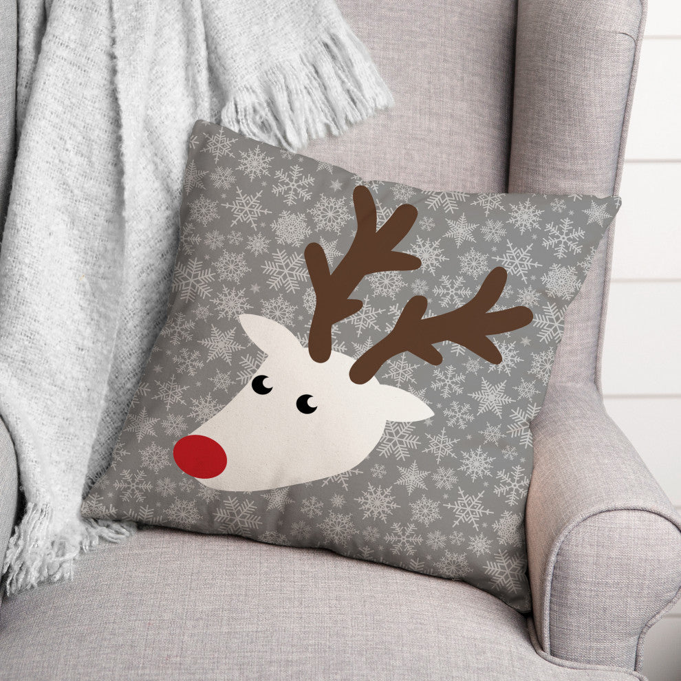 Gray Baby Reindeer 16x16 Spun Poly Pillow