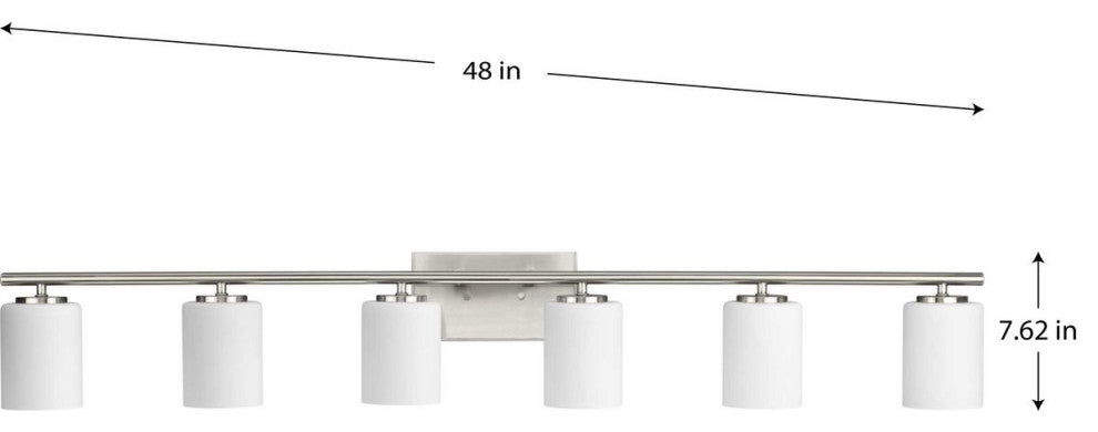 Replay Collection 48" 6-Light Brushed Nickel Etched Glass Bath Vanity Light