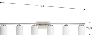 Replay Collection 48" 6-Light Brushed Nickel Etched Glass Bath Vanity Light