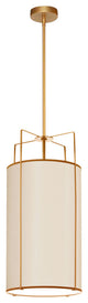4 Light Pendant Gold/Cream Drum Shade w/ White Fabric Diffuser