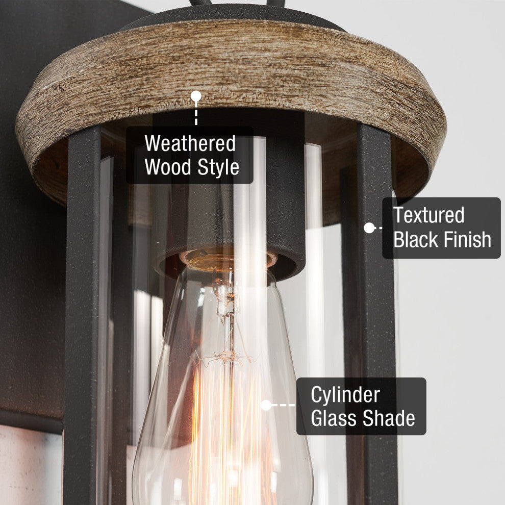 Kira Home Dorsey 12" Rustic Outdoor Weather Resistant Wall Sconce, Cylinder