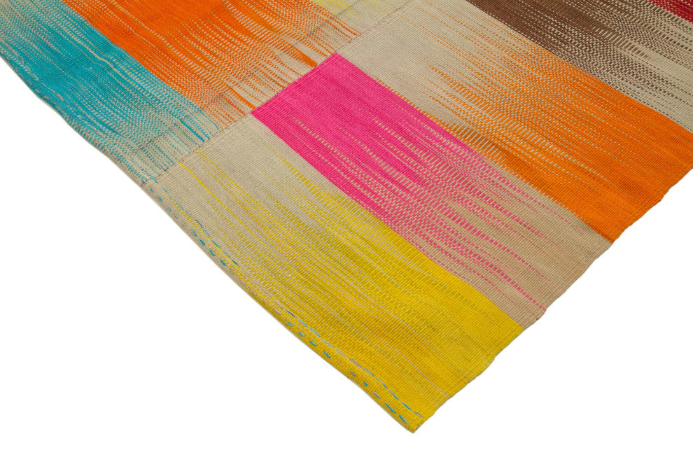 Rug N Carpet - Handmade Oriental 6' 6'' x 11' 8'' Modern Design Wool Kilim Rug