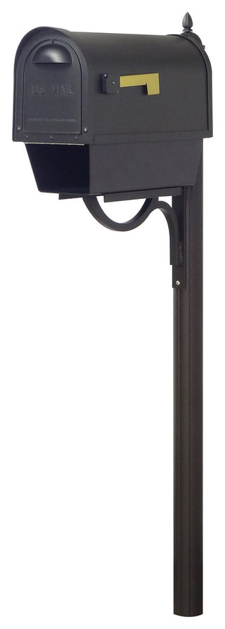 Classic Curbside Mailbox With Newspaper Tube and Richland Mailbox Post