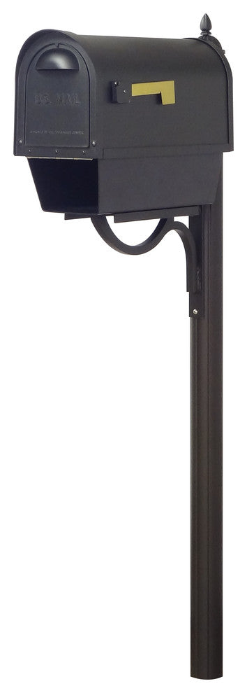 Classic Curbside Mailbox With Newspaper Tube and Richland Mailbox Post