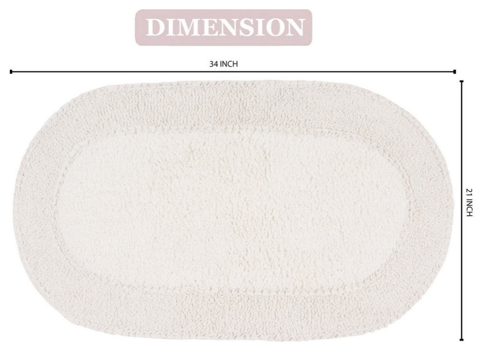 Double Ruffle Collection Bath Rugs Set, 21x34 Rectangle, Ivory