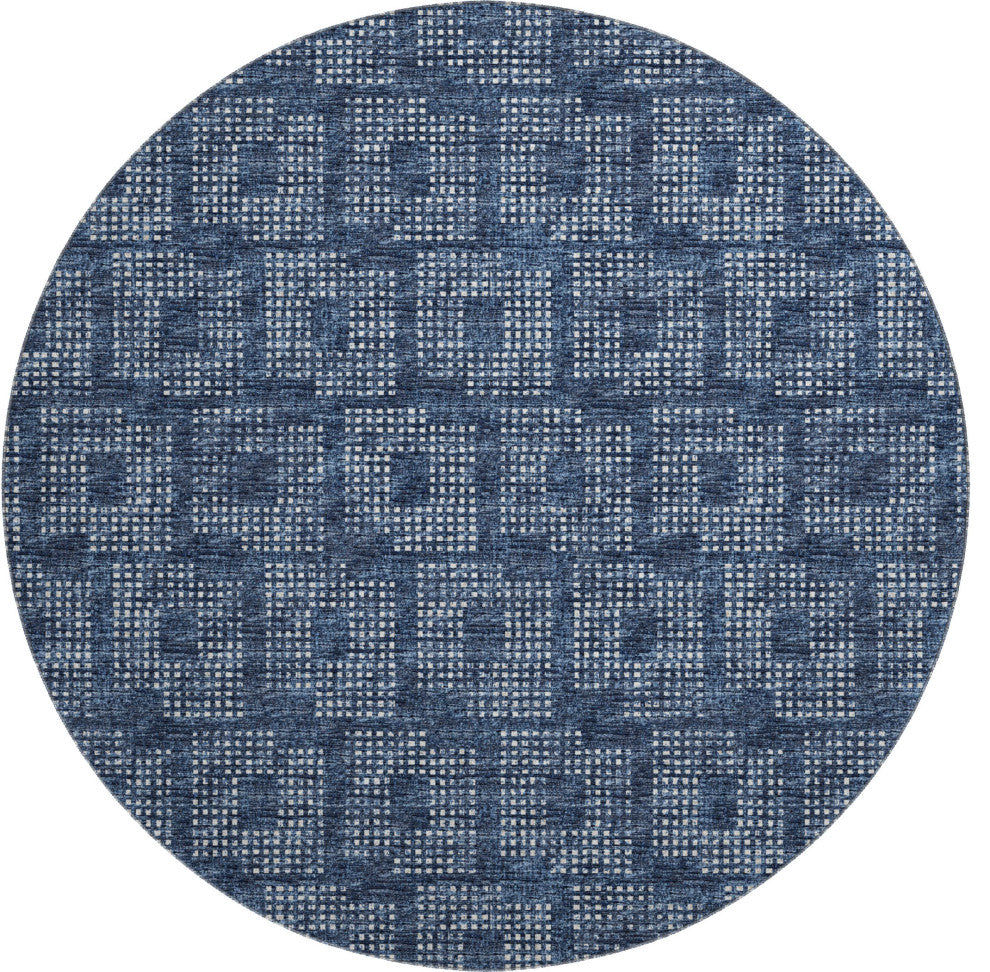 Premium Machine Washable Mayfield AMF33 Blue 8' x 8' Round Rug