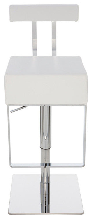 Aria Adjustable Leather Barstool, White