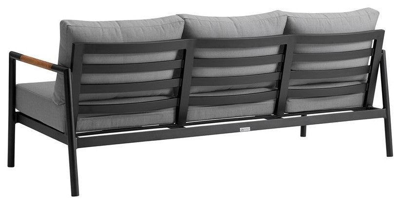 Crown 4-Piece Black Aluminum and Teak Outdoor Seating Set