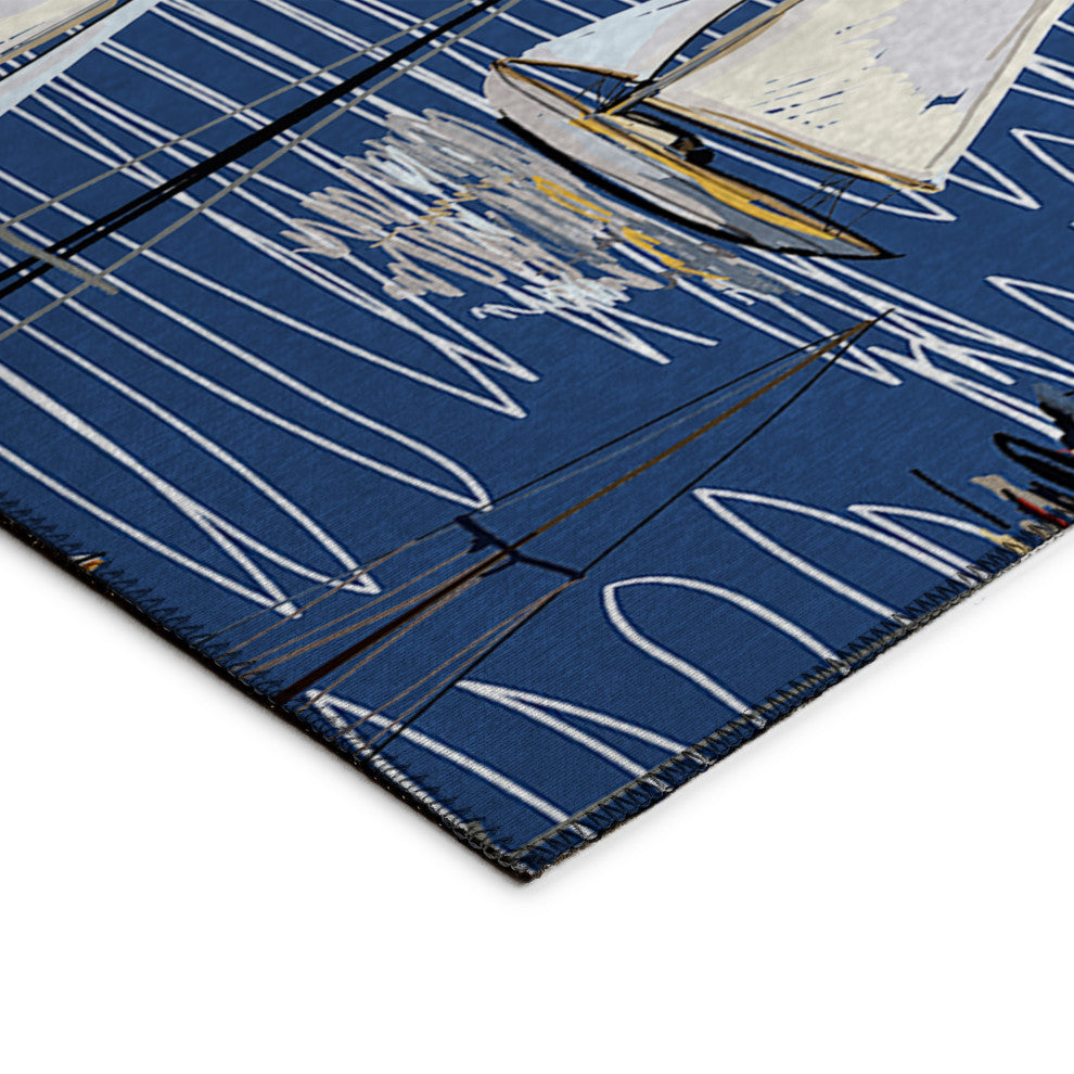Indoor/Outdoor Harbor HA8 Navy Machine Washable 5' x 7'6" Rug