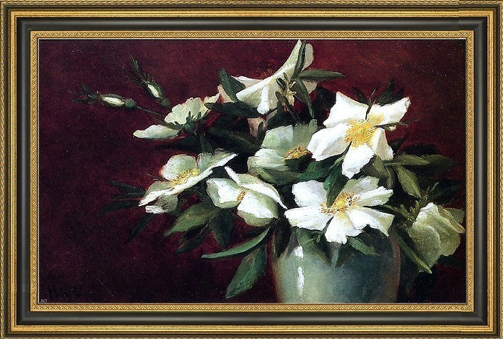 Harriet Cheney White Roses Framed Premium Canvas Print, 16"x24"