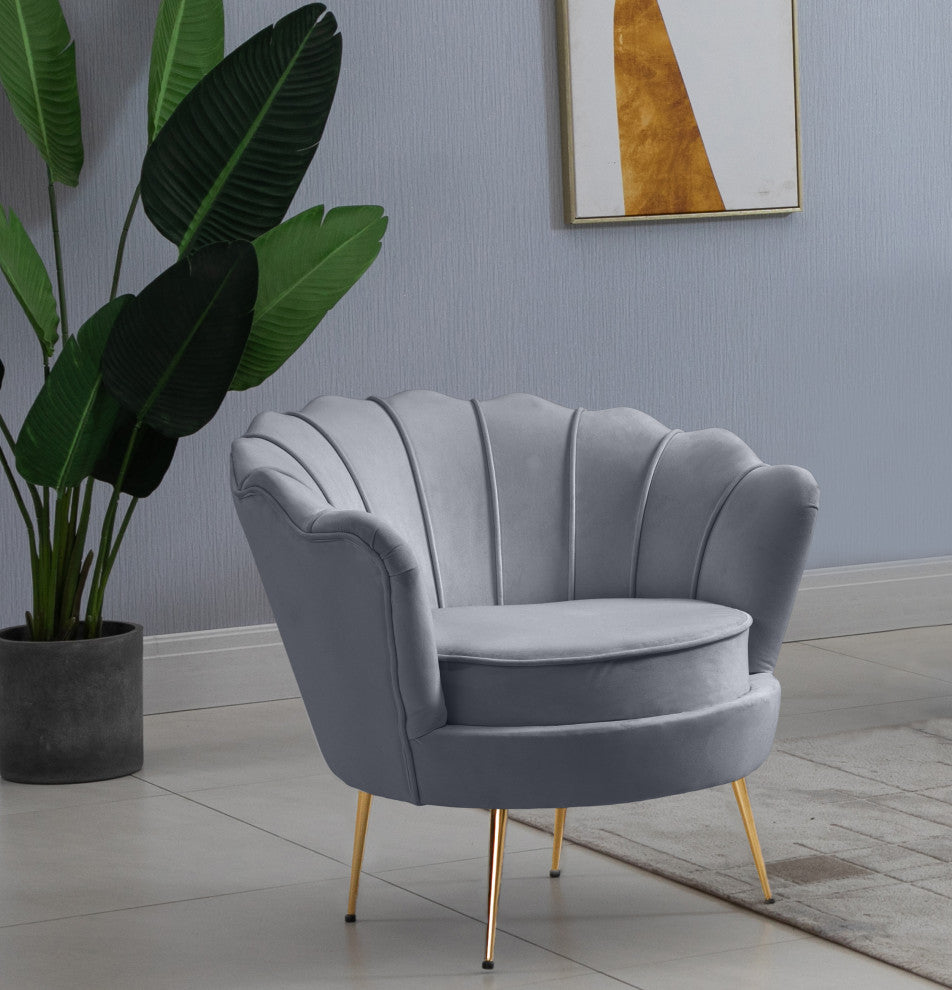 Gardenia  Velvet Upholstered Chair, Gray